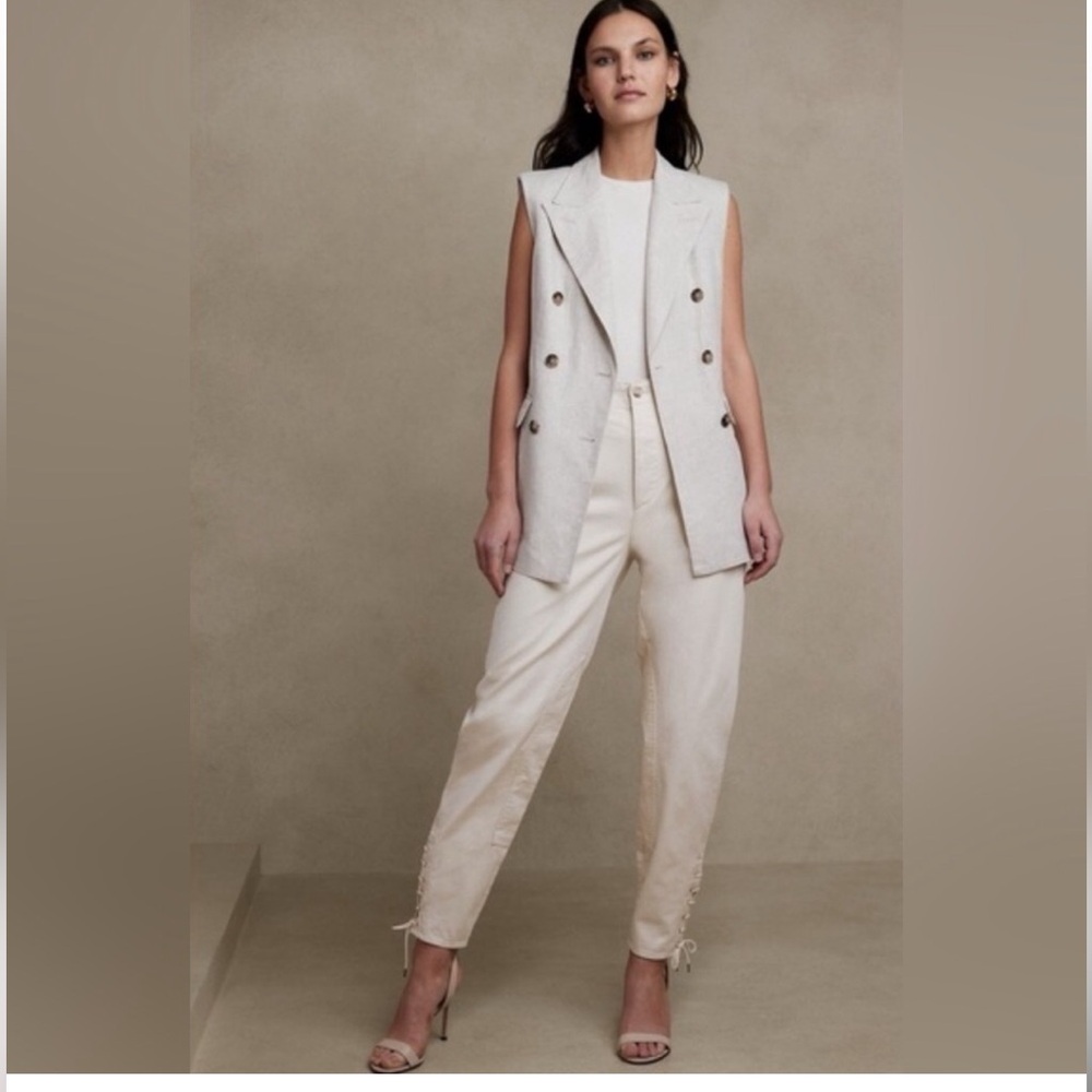 Banana Republic Cream High-Rise Trousers
